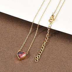 Ожерелья с подвеской в форме сердца из нержавеющей стали 304 с кубическими цирконами и стеклом&nbsp;NJEW-H088-06G