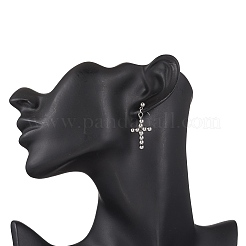 Ohrstecker mit Kreuzanhänger aus Messing&nbsp;EJEW-JE06479-02