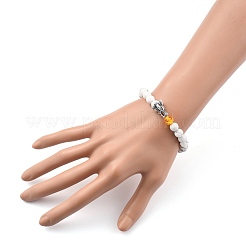 Мужские наборы браслетов из натурального говлита и вулканического камня BJEW-JB05429