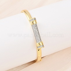 Латунные браслеты с микропаве из прозрачных кубических цирконий для женщин BJEW-D368-01G