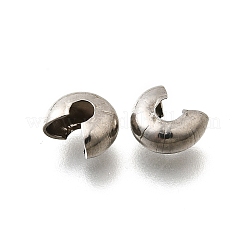304ステンレススチール製クリンプビーズカバー  ステンレス鋼色  8x7x4mm&nbsp;STAS-P239-34P-06