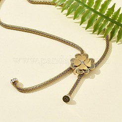 Ожерелья-лариаты из нержавеющей стали 304 с кристаллами и стразами в форме клевера NJEW-V001-07G