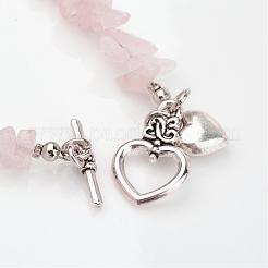 Чип натуральный розовый кварц из бисера браслеты BJEW-JB02322-01