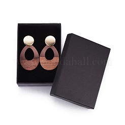 Boucles d'oreilles en résine et bois en forme de larme&nbsp;EJEW-JE03000-M
