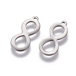 変色しにくい201ステンレススチールペンダント  無限大  ステンレス鋼色  20x8x1mm  穴：1.2mm&nbsp;STAS-L234-052P