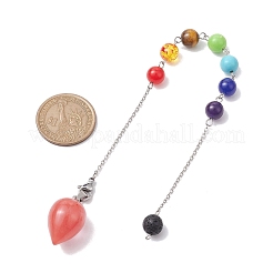Péndulos de radiestesia puntiagudos con piedras preciosas mixtas sintéticas y naturales de chakra&nbsp;PALLOY-JF02608-01