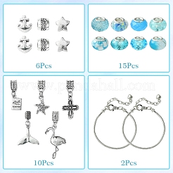 Наборы для изготовления браслетов в европейском стиле из сплава и латуни на тему океана своими руками&nbsp;DIY-FS0007-24