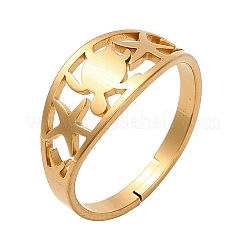 Кольца из нержавеющей стали 304 с ажурными черепахами и морскими звездами для женщин&nbsp;RJEW-G353-01G