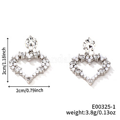 Французский романтический стиль модные латунные серьги-гвоздики в форме сердца со стразами&nbsp;EE4680-1