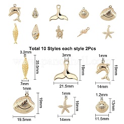 Подвески из латуни на тему океана KK-SC0001-54G