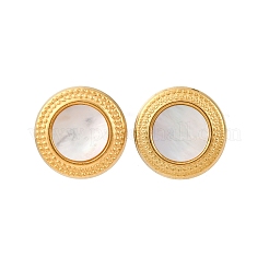 Серьги-гвоздики из натуральной белой ракушки из нержавеющей стали 304 EJEW-Z103-04G-02