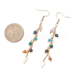 Болтающийся серьги природный драгоценный камень&nbsp;EJEW-JE06668-01