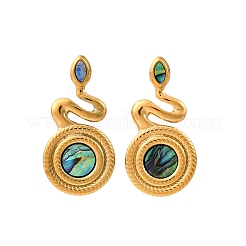 Pendientes de concha de paua natural de acero inoxidable 304&nbsp;EJEW-Z103-03G-01