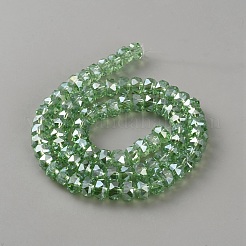 電気メッキガラスビーズセット  ロンデル  多面カット  ライトシーグリーン  8x8x5mm  穴：1.2mm  約80個/連  15.35''（39センチメートル）&nbsp;FIND-WH0199-27A-08