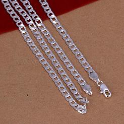 男性のための人気のシルバーカラーメッキ真鍮カーブチェーンネックレス  カニカン付き  28インチ  4mm&nbsp;NJEW-BB12724-28