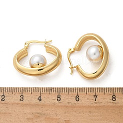 Серьги-кольца Huggie Hoop из нержавеющей стали 304 и пластика ABS с имитацией жемчуга EJEW-S253-24G