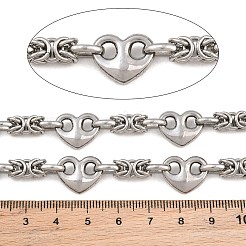Cadenas bizantinas de acero inoxidable 304 y cadena con eslabones en forma de corazón.&nbsp;SA-CBA23D8-08P