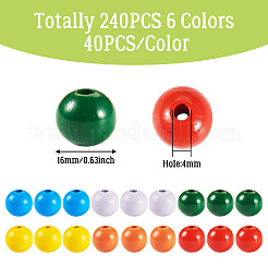 240шт 6 цвета натуральные деревянные бусины&nbsp;WOOD-TA0002-74A