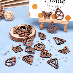 Набор для изготовления висячих сережек из орехового дерева своими руками с лазерной резкой&nbsp;DIY-TA0009-43
