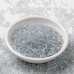 MIYUKIラウンドロカイユビーズ  日本製シードビーズ  （rr2443)透明ライトマリンブルーゴールド光沢  8/0  3mm  穴：1mm  約422~455PCS /ボトル  10 G /ボトル&nbsp;SEED-JP0009-RR2443