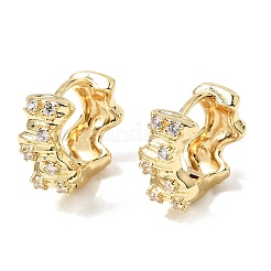 Boucles d'oreilles créoles en laiton micro pavé de zircons cubiques transparents pour femmes&nbsp;KK-CBA9109-01G