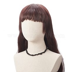 304ステンレススチールのロブスタークロウクラスプとチェーンエクステンダー付きの天然黒曜石チップビーズネックレス  女性のためのチョーカーネックレス  15インチ（38.2cm）&nbsp;NJEW-JN04225-03
