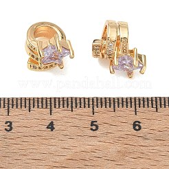 Perles européennes en laiton avec zircone cubique de micro pave&nbsp;CU-CBAB0CF-08G-01