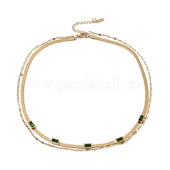 Двухслойные ожерелья из нержавеющей стали 304 с кубическим цирконием&nbsp;LS-NJEW-P302-04G