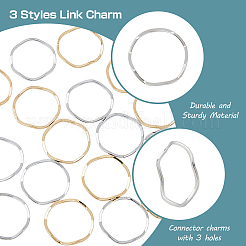 120色の真鍮製リンクリング2個  波よじりタイプ  プラチナ·ゴールデン  17.5x1mm  内径：15.5mm  60個/カラー&nbsp;KK-DC0002-69