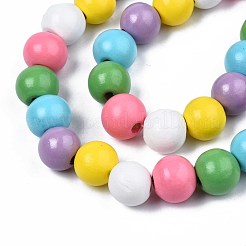Brins de perles de bois naturel peintes à la bombe d'halloween&nbsp;WOOD-S053-55A