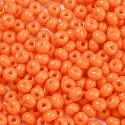 模造翡翠 3/0個 ガラスシードビーズ  光沢  焼き付け塗料  ラウンド  ダークオレンジ  5.5x3.5mm  穴：1.5mm&nbsp;SEED-Z001-A-B09