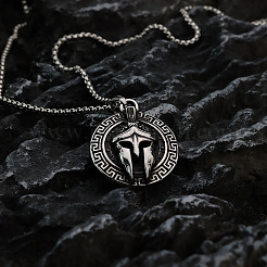 Мужские ожерелья из нержавеющей стали 304 с подвеской в виде круглой коробки с воинским шлемом&nbsp;FS-WG73C38-02