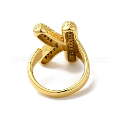 Открытое кольцо-манжета из латуни с надписью микро паве для женщин с прозрачным кубическим цирконием RJEW-N046-03K-G