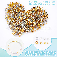 800 шт. 8 цвета латунные обжимные бусины FIND-UN0004-36