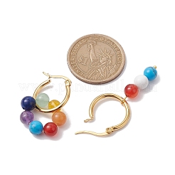 Boucles d'oreilles asymétriques avec pierres précieuses naturelles mélangées&nbsp;EJEW-JE05706