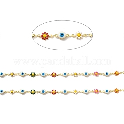 Fiore smaltato in ottone fatto a mano e catena a maglie malocchio&nbsp;CHC-D032-02G-01
