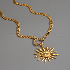 Женские ожерелья с подвеской в виде улыбающегося лица и солнца из нержавеющей стали 304 в европейском стиле&nbsp;YY1418