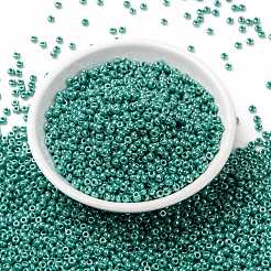 MIYUKIラウンドロカイユビーズ  日本製シードビーズ  （rr435)不透明なターコイズグリーンの光沢  8/0  3mm  穴：1mm  約422~455PCS /ボトル  10 G /ボトル&nbsp;SEED-JP0009-RR0435
