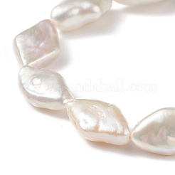 Bracciale elasticizzato da donna con perle keshi barocche naturali con perline a rombo&nbsp;BJEW-JB08911