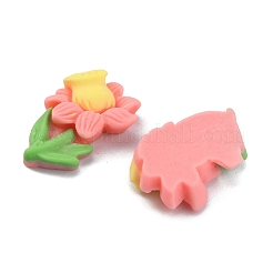 オペーク樹脂カボション  花  ライトコーラル  22x16x5.5mm&nbsp;RESI-TAC0018-06A