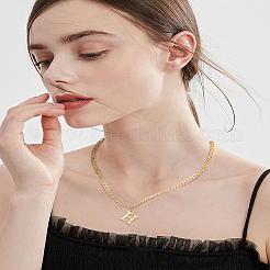 Collier avec pendentif lettre en acier inoxydable 304&nbsp;NJEW-LP0001-33H-G
