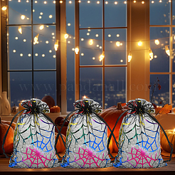 Сумки из органзы с завязками и принтом пауков на тему Хэллоуина&nbsp;ABAG-WH20021-006F