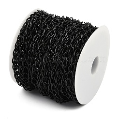 ラックメッキアルミカーブチェーン  ツイストチェーン  ブラック  11.6x6.8x1.3mm  30 m /ロール&nbsp;CHA-H002-01EB