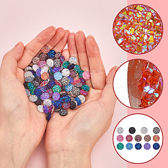 140 шт. 14-х цветные друзовые смоляные декоден кабошоны RESI-SC0005-55