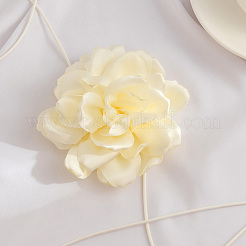 1 шт. ретро-ткань роза цветок вощеный шнур обертка колье колье для женщин&nbsp;NJEW-CP0001-05C