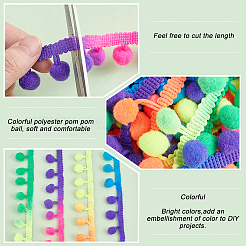 20 ярд радужной ленты из полиэстера с помпонами и кисточками для отделки ленты OCOR-PH0003-86