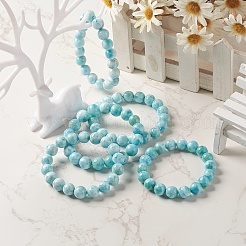 Круглый браслет из натуральных бусин ларимара/пектолита&nbsp;BJEW-A120-01E