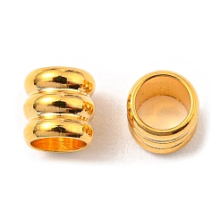 201ステンレススチールヨーロピアンビーズ  大穴ビーズ  スジ入りビーズ  コラム  ゴールドカラー  6x7mm  穴：4.2mm&nbsp;STAS-M089-04G