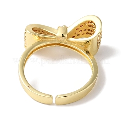 Открытые манжеты из латуни с бантом и микро-паве с прозрачным цирконием для женщин&nbsp;LS-RJEW-C098-21G