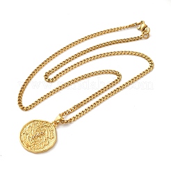Латунная прозрачная кубическая циркония панцирная цепочка созвездие кулон медаль ожерелья для женщин NJEW-U010-01G-08